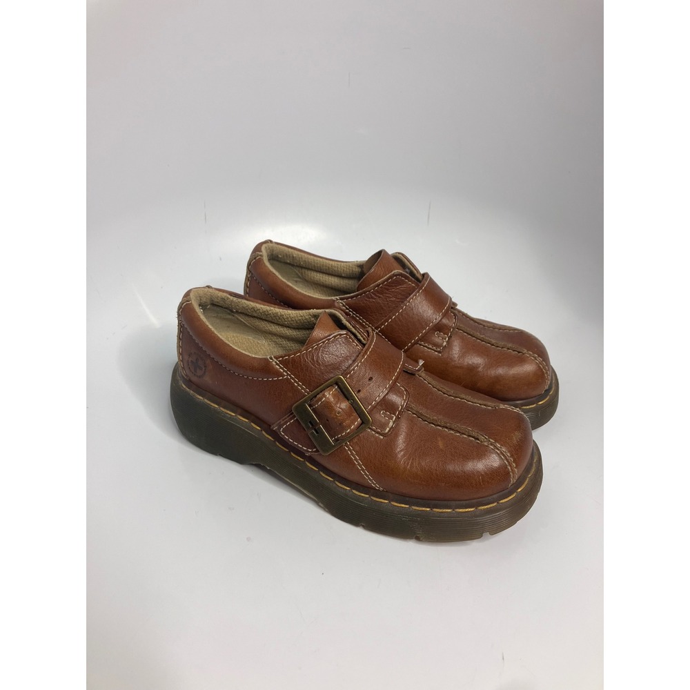 Dr. Martens 12282 Monk Strap Shoes Womens 7 Brown Good Vintage Platform Buckle